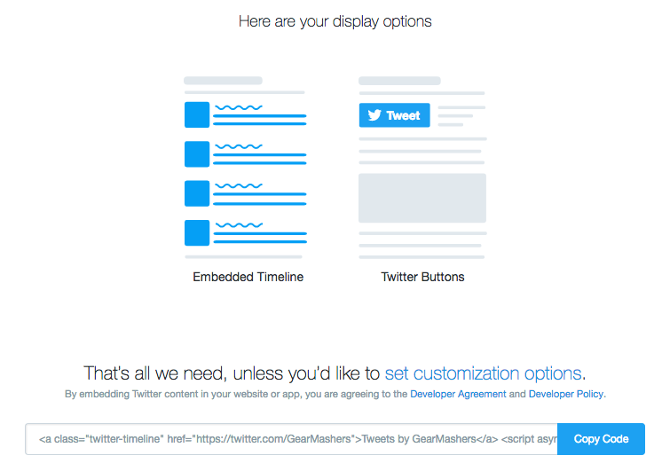 Twitter Widget Display Options