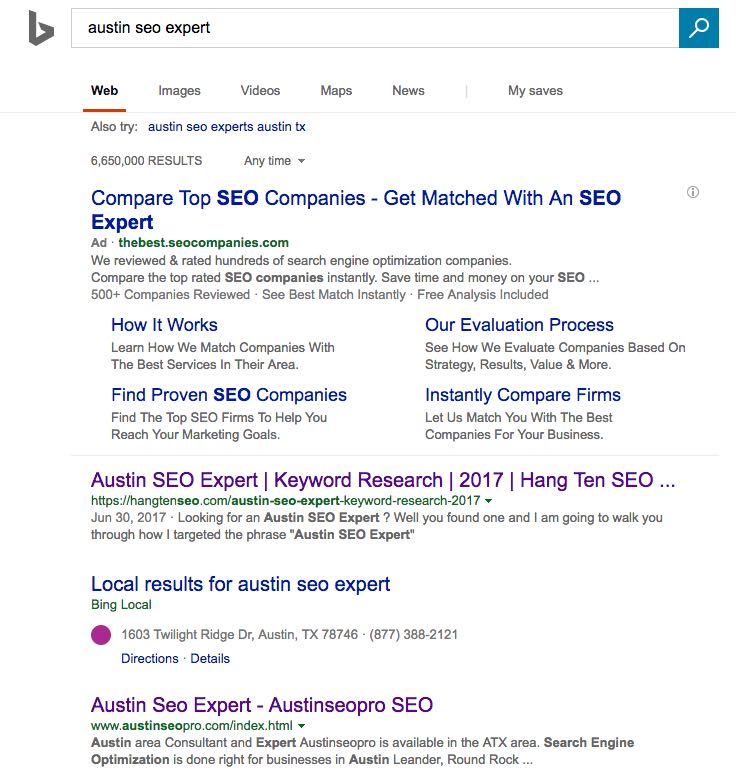 Austin Search Engine Optimization Expert Bing Texas