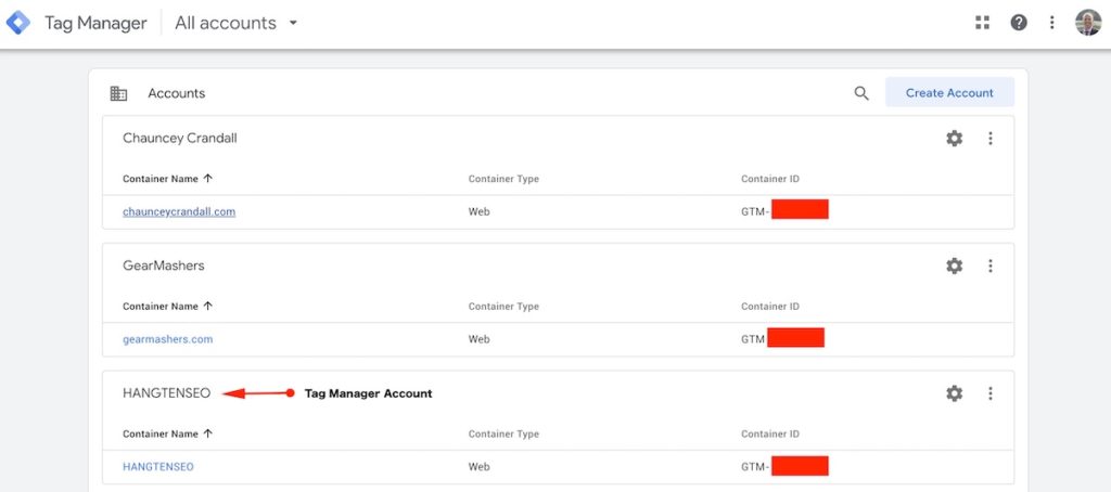 Google Tag Manager Accounts